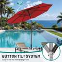 AreShark 9FT Patio Umbrella with Solar Lights, 32 Lighted Pool Umbrella w/Tilt and Crank, Outdoor Market Solar Umbrellas for Garden, Deck, Backyard, Pool and Beach, Red