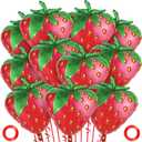12 Pcs Strawberry Balloons, Sweet Fruit Balloons for Birthday Party Decorations, Strawberry Foil Balloon for Strawberry Themed Party Baby Shower Gender Reveal (12 Pcs)