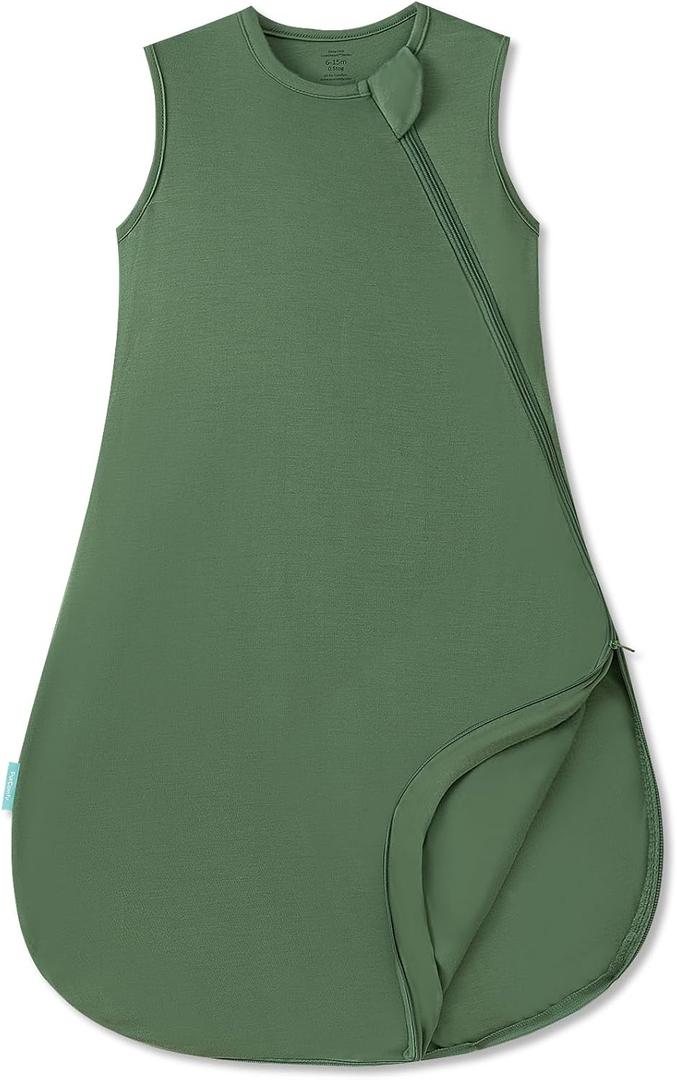 PurComfy Supersoft Sleep Sack 0.5 TOG, Premium Bamboo Viscose Sleeping Bag Thin Baby Wearable Blanket 2-Way Zipper Sleep Sack (3-6 Months, Forest)
