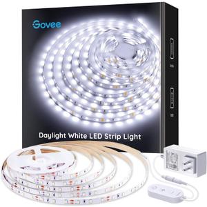 Govee White LED Strip Lights, Upgraded 16.4ft Dimmable LED Light Strip 6500K Bright Daylight White, Strong Adhesive, 300 LEDs Flexible Tape Lights for Mirror, Kitchen Cabinet, Bedroom, Christmas Decor