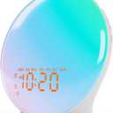 Wake Up Light Sunrise Alarm Clock for Bedroom, 17 Nightlights, Sound Machine with 5W Bluetooth Speaker, 25 Soothing Sounds, SleepTimer, Dual Alarms, FM Radio, Ideal Gift for Baby, Kids, Adults, Senior (White)