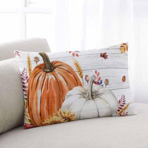 Pillow Covers 20x26 Inch - Standard Fall Thanksgiving Orange Pumpkin Wood Gain Soft Brushed Microfiber Pillowcases with Hidden Zipper Closure Bed Pillow Shams for Bedroom Sofa Car