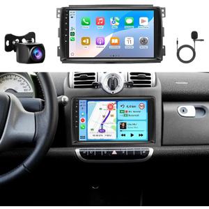 8Core 6GB+128GB Android 13 Radio For Mercedes Benz Smart Fortwo 2005-2010 Car Stereo with 9-Inch 1280x800 IPS Touchscreen,Wireless Carplay/Android Auto GPS DSP 46EQ 5.1Bluetooth WiFi FM/RDS SWC Camera