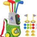 Toddler Golf Set, Kids Golf Set for Ages 1 2 3 4 5 Years Old Boys Girls with 4 Plastic Golf Clubs 10 Balls, Indoor Outdoor Baby Toddler Golf Clubs Set Toy with Cart Sport Toy Birthday Gifts Green