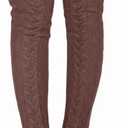 Suhine Women Fleece Lined Thigh High Sock over Knee Cable Knit Boot Sock Extra Long Winter Warm Thermal Stocking Leg Warmer (Brown)