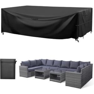 GARPROVM Outdoor Patio Furniture Covers Waterproof Patio Dining Table Couch Set Covers Rectangular with Upgraded 600D Material, 4 Windproof Buckles 124 x 70 x 29 Inch Heavy-Duty Large