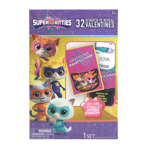Disney Jr Super Kitties Scratch to Reveal Valentine Cards Exchange Cards Super Kitties Scratch, Pack of 2