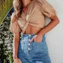 PLNOTME Womens High Waisted Cropped Jeans Trendy Wide Leg Tummy Control Capri Button Fly Denim Pants