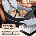 Doglike Dog Car Seat for Small Dogs Up to 35 lbs [2026 Ultimate Comfort & Safety], 5" Memory Foam Pet Booster Seats with Detachable Washable Cover, Dog Bed for Car with Puppy Travel Safety Belts, Grey
