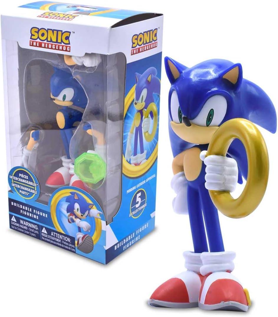 Just Toys LLCBuildable Sonic The Hedgehog [Sonic] Figure  4 Collectible Toy, Interchangeable Arms & Accessories, Ages 6+ (Knuckles, Sonic, Knuckles, Amy Rose, and Shadow)