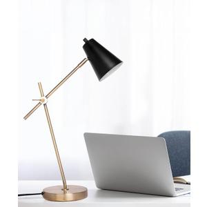 HarvestLand HaloBar Brass Desk Lamp Home Office Black Industrial Table Lamp with Solid Base for Office, Reading Lamps for Bedside Table, Study and Reading Task Lamp, Gifts for Men