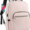 LOVEVOOK Laptop Backpack Purse for Women, Work Travel Computer Bags, College School Backpack for Student Girl, Quilted Casual Daypack with USB Port, Fit 15.6 Inch Laptop, Antiquewhite