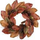 Briful 24 Inch Artificial Magnolia Leaves Wreath with Pinecones