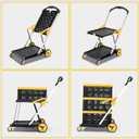 TOLRET Collapsible Shopping Cart with Wheels, 200 lbs Capacity Grocery Cart on Wheels with Storage Crate, Platform Hand Truck with Foot Brake, Yellow