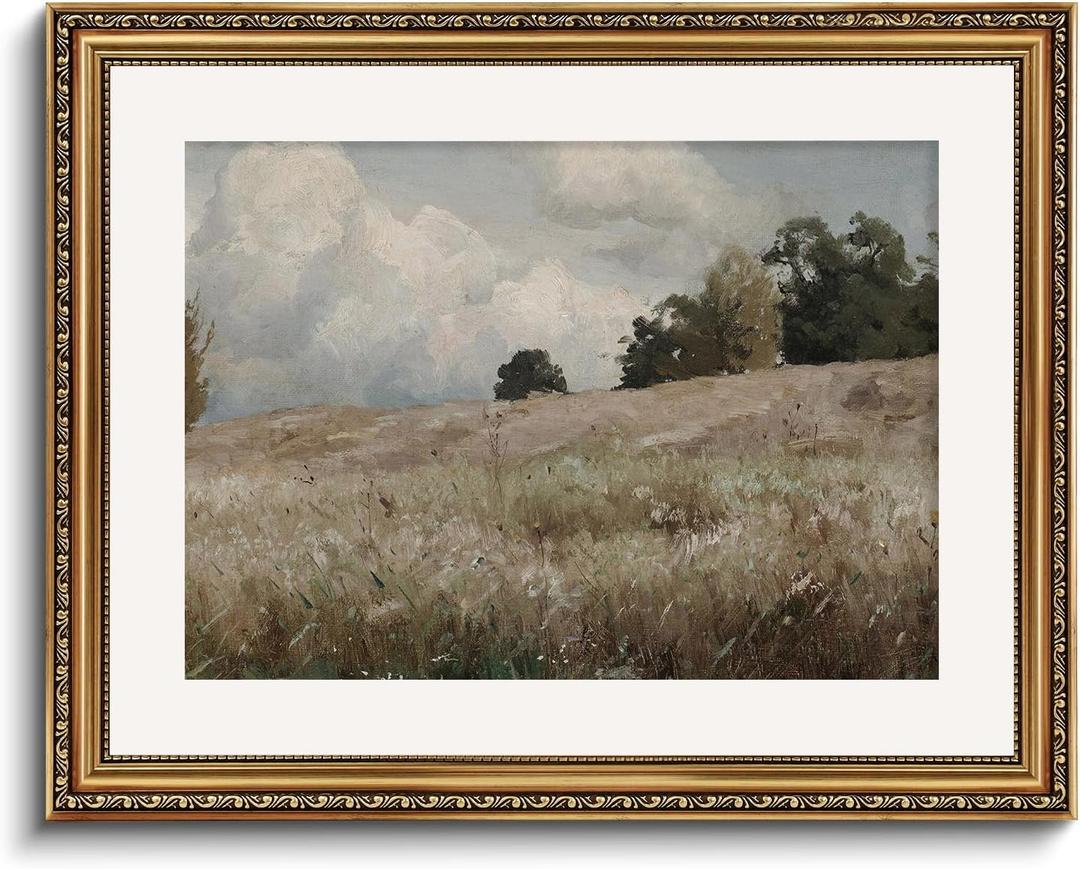 InSimSea Retro Gold Framed Wall Art, Home Room Corn Field Scenery Vintage Wall Decor, Canvas Print Artwork, Farmhouse Country Decor, Antique Picture Frame Landscape Paintings, 16x20 Inch (20L" x 16W")