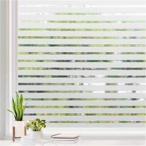 rabbitgoo Window Film Privacy for Glass Windows, Frosted Stripe Patterm Glass Sticker Static Cling No Glue Anti UV Decorative Door Cover Film for Home Office, 35.4" x 118.1"