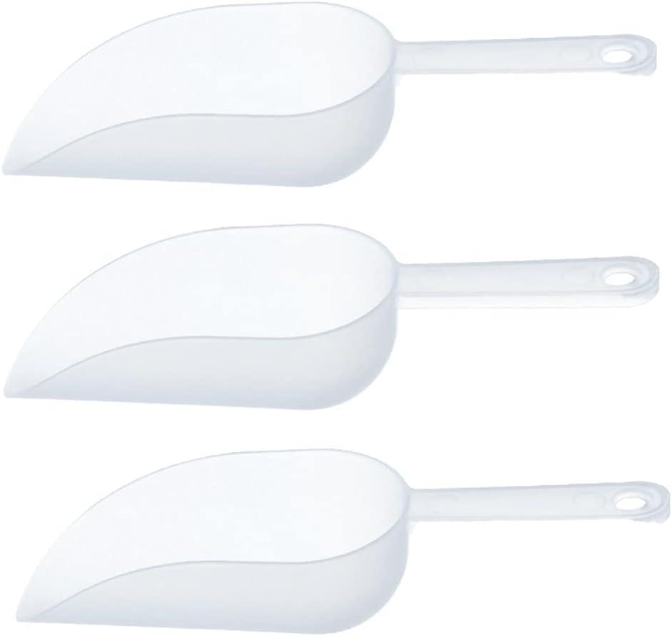 3Pcs Plastic Ice Scoop Multifunctional Frosted Ice Measuring Shovel Flour Scoop for Popcorn Canisters Cereal Popcorn Powders Dry Foods Candy