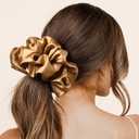 Large Silk Satin Scrunchies for Women Big Scrunchies Jumbo Satin Hair Ties Oversized Hair Scrunchies for Thick Curly Hair Pack of 6 (Black,Champagne,Brown,Gold)