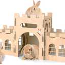 HIIMALEX Extra Large Bunny Castles Hideout Split Balcony for Indoor Bunnies Climbing Tower with Tunnel Sturdy House for Rabbits Ferrets Guinea Pigs Hamsters Ventilated Enrichment Toys Habitat