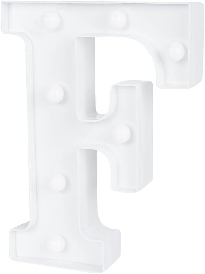 Restaurantware Illumify 6.4 x 1.2 x 8.7 Inch Light Up Letter 1 Durable Marquee LED Light - Letter F Touchproof White Plastic Party Light Keyhole Slot For Parties Weddings Or Special Events
