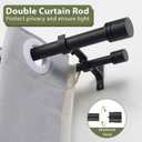 Double Curtain Rods 72-144 Inches for Windows, 1 Inch Diameter Adjustable Heavy Duty Drapery Rod with Aluminum Alloy Brackets and Finials, Modern Stylish Dual Curtains Rod, Matte Black
