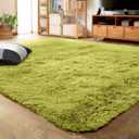 LOCHAS Ultra Soft Indoor Modern Area Rugs Fluffy Living Room Carpets for Children Bedroom Home Decor Nursery Rug 4x5.3 Feet,Green