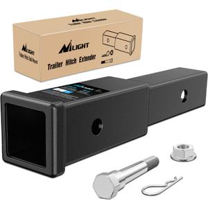 Nilight Trailer Hitch Extender 7 inch Extension Length Fits for 2" Receiver Tube with 5/8 inch Stainless Steel Bolt Flange Nut and Clip 3,500 lbs GTW Matte Black