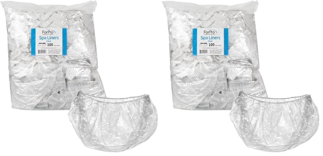 ForPro Spa Liners, Fit All Pedicure Spas, Disposable Pedicure Liners, Clear, 100-Count (Pack of 2)