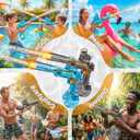 Electric Water Gun for Adults Kids, Automatic WaterGun with Led Light, Long Range Transparent Electric Squirt Gun Blaster Summer Outdoor Pool Party Toys Gifts for Boys Girls 2Pack(Blue Black)