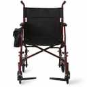 Medline Lightweight Steel Transport Chair, Folding Chair is Portable, Large 8in Back Wheels, 19in Wide Seat, Red