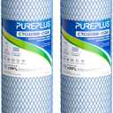 PUREPLUS 20" x 4.5" Whole House Activated Carbon Water Filter, Enhanced Lead Removal, Reduces Chlorine, Sediment & Odors, Compatible with FC25B, EPM-20BB, CB-BB-20, 155783-43, 2 PACK