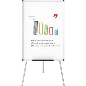 VIZ-PRO Magnetic Portable Easel Dry Erase Board, Flipchart Easel Stand Tripod Whiteboard, 24"W x 36"L