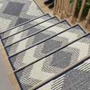 PADOOR 15PC Stair-Treads Non Slip, 3D Peel and Stick Stair Treads for Wooden Steps Indoor, Stair-Carpet Treads Washable Reusable Adhesive Stair-Runner Rugs for Kids and Dogs 8"x30" Blue