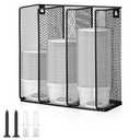 Honeydak Metal Cup and Lid Holder Wall Mount Portion Sauce Lid Organizer Holder 3 Compartments Fits 2 to 5.5 oz Cup Dispenser Storage for Kitchen Counter Restaurant Coffee Bar Stations, Black