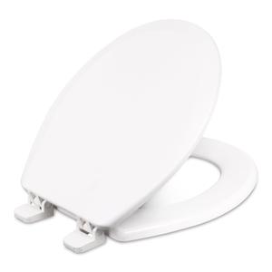 Centoco Wooden Toilet Seat Round, Closed Front with Cover, Residential, Made in the USA, 700-001, White