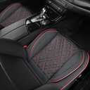 EifBrisa Car Seat Cover Front PU Leather Seat Covers, 2Pcs Universal Bottom Seat Covers for Cars, Anti-Slip, Storage Bags,Full Wrapping Edge Fits 95% of Vehicles(1 Pair, Red Grid)