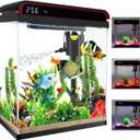20 Gallon Fish Tank, Large Betta Tank with Glass Aquarium Starter Kits Self Cleaning with 3 Types of LED Lights and Filter Water Pump, Ultra Quiet Decoration Kids Room Gift Decor (Black)