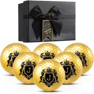 VioraWhite 6 Pack Father's Day Golf Gifts for Men Personalized Funny Novelty Gold Balls Cool Accessories for Golfers Birthday Christmas Lovers