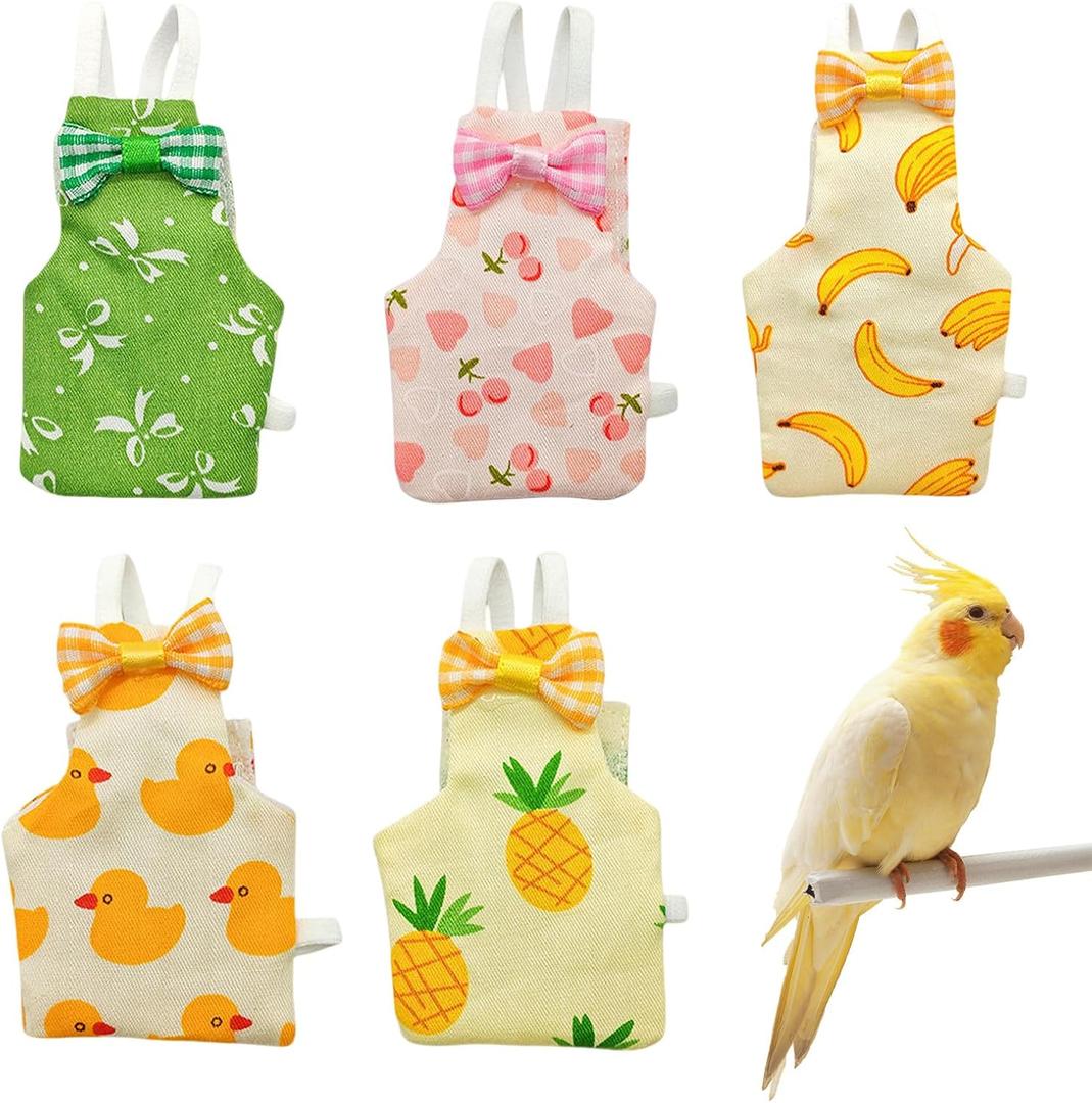 Bird Diaper, 5pcs Bird Diapers with Waterproof Inner Cute Style Pigeon Pants Chicken Diapers for Indoor Chickens Duck Parakeet Cockatiel Mini Macaw Budgie Canary Monk Parakeet Lory (M)