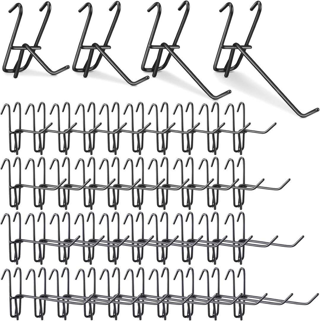 Shimeyao 100 Pack 2/4/6/8 Inch Gridwall Hooks Heavy Duty Black Display Hooks Gridaall Panels Accessory for Retail Craft Show Home Setup Custom Display