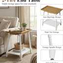 Square Side Table, 2-Tier Storage Shelf, 22x15in, Natural, 15 inches x 22 inches x 23.75 inches