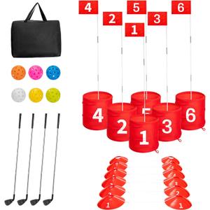 SJEhome 6 Hole Backyard Game Golf Yard Practice, Outdoor Indoor Backyard Golf Game Gifts for Yard, Lawn, Park, Yard, Beach (6 Hole Golf Game)