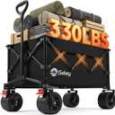 Sekey 150L Wagons Carts Foldable with Big All-Terrian Beach Wheels, Collapsible Heavy DutyWagon, Extra Large Folding Wagon,Foldable Wagon for Camping, Garden, Sports. Black