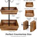 G.a HOMEFAVOR Acacia Wood Fruit Basket: 2-Tier Vegetable Storage with Banana Holder, Kitchen Countertop Organizer for Bread Snack, Large Size
