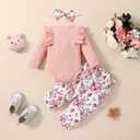 FOCUTEBB My First Easter Outfit Baby Girls Newborn Infant Clothes Easter Bunny Ruffled Romper Pants Clothes Set 0-18 Months