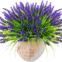 44 Pcs Artificial Outdoor Flowers Lavender Fake Greenery Plants UV Resistant Grass with Purple Flowers for Pot Decor for Window Garden Patio Hanging Planter Pathway Front Porch (44, Purple)