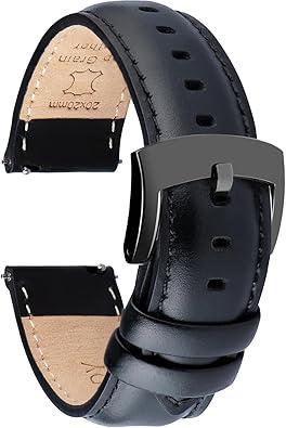 Leather Watch Bands Quick Release, Elegant Top Grain Leather Watch Straps for Men & Women, Choice of Color & Width - 18mm, 19mm, 20mm, 21mm or 22mm Wristbands Bracelet for Watch & Smartwatch