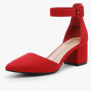 DREAM PAIRS ANNEE Pointed Toe Low Chunky Heels Pump Shoes, Size 8.5