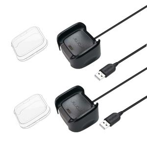 JIUJOJA 2Pack Compatible with Fitbit Versa Charger,Versa Special Edition Charger, Replacement Charging Cradle Dock Stand Cable and 2pcs TPU Case Protector for Smart Watch
