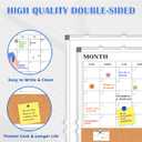 Monthly Calendar Whiteboard Dry Erase Cork Board Combo for Wall, 24" x 18" Double-Sided Calendar White Board and Bulletin Board, Portable Board for Office, Kitchen, School, Home